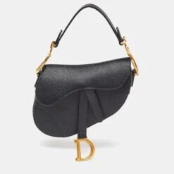 The Luxury Closet DIOR Black Leather Mini Saddle Bag