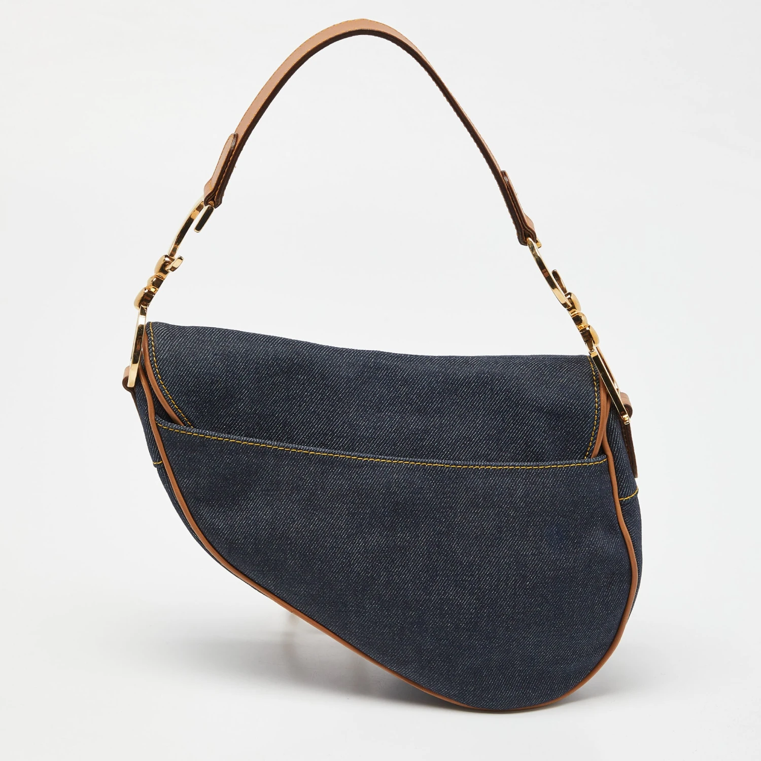 The Luxury Closet DIOR Blue/brown Denim And Leather Saddle Bag 6 The Luxury Closet DIOR Blue/brown Denim And Leather Saddle Bag - Image 4