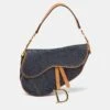 The Luxury Closet DIOR Blue/brown Denim And Leather Saddle Bag -Best Jewelry Store luxury women dior used handbags p988325 011