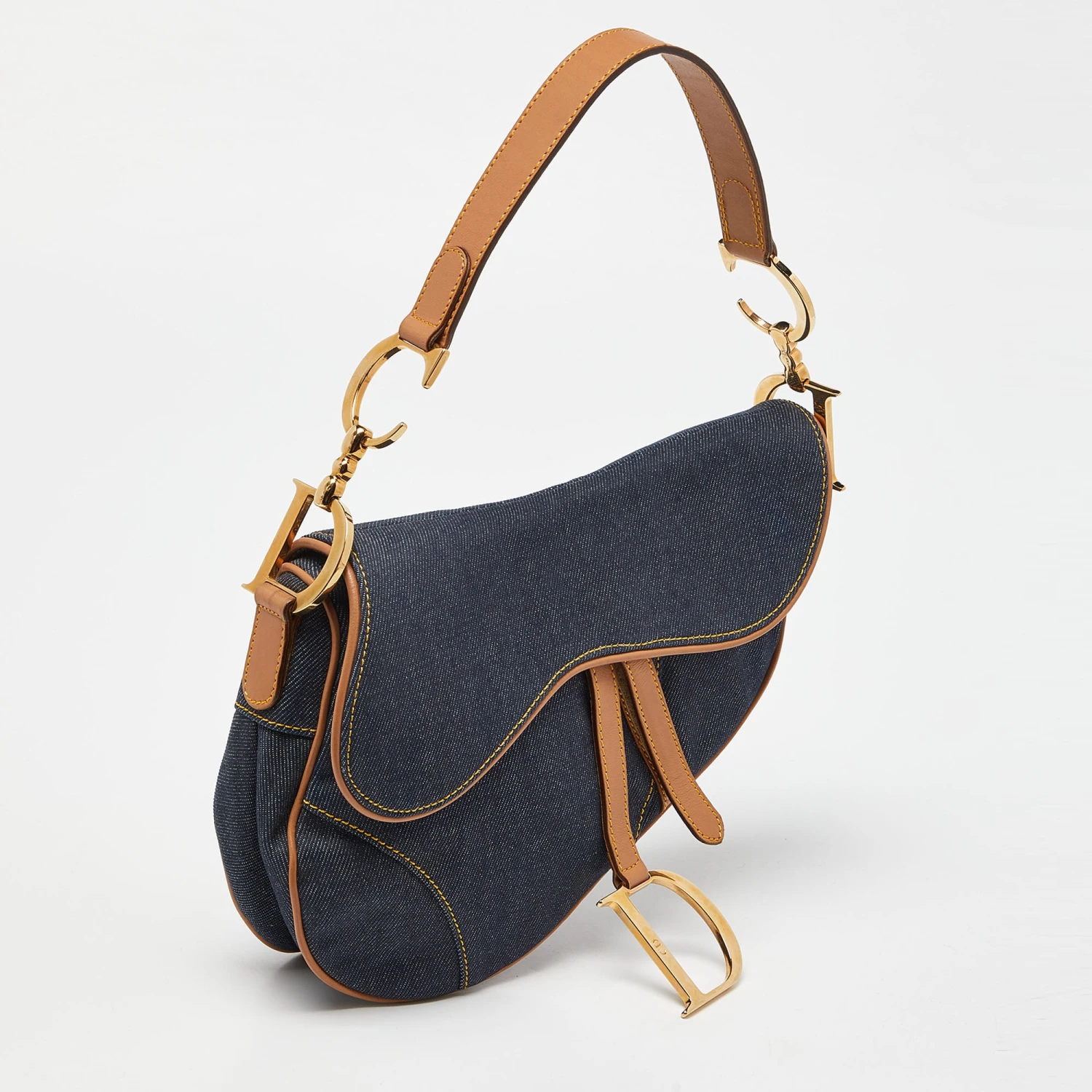 The Luxury Closet DIOR Blue/brown Denim And Leather Saddle Bag 5 The Luxury Closet DIOR Blue/brown Denim And Leather Saddle Bag - Image 3