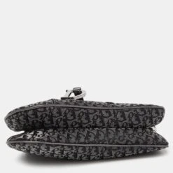 The Luxury Closet DIOR Metallic/Grey Lurex Fabric And Leather Vintage Saddle Frame Pochette -Best Jewelry Store luxury women dior used handbags p991718 006