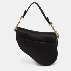 The Luxury Closet DIOR Black Satin Mini Crystal Embellished Saddle Bag -Best Jewelry Store luxury women dior used handbags p998395 011