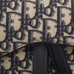 The Luxury Closet DIOR Navy Blue Oblique Canvas And Leather Mini Saddle Bag -Best Jewelry Store luxury women dior used handbags p998981 011