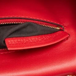 The Luxury Closet FENDI Red FF Embossed Leather Midi Chain Baguette Bag -Best Jewelry Store luxury women fendi new handbags p910060 008