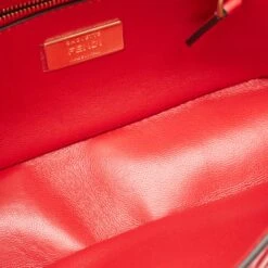 The Luxury Closet FENDI Red FF Embossed Leather Midi Chain Baguette Bag -Best Jewelry Store luxury women fendi new handbags p910060 010