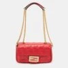 The Luxury Closet FENDI Red FF Embossed Leather Midi Chain Baguette Bag 1 The Luxury Closet FENDI Red FF Embossed Leather Midi Chain Baguette Bag -Best Jewelry Store luxury women fendi new handbags p910060 013