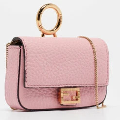 The Luxury Closet FENDI Pink Leather Nano Baguette Charm Bag -Best Jewelry Store luxury women fendi used handbags p1004112 007