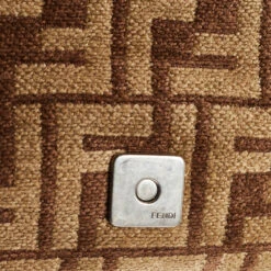 The Luxury Closet FENDI Beige/Brown Zucca Velvet And Leather Midi Chain Baguette Bag -Best Jewelry Store luxury women fendi used handbags p969549 002