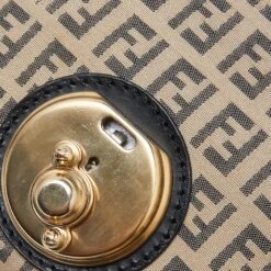 The Luxury Closet FENDI Beige/Black Zucchino Canvas And Leather Compilation Baguette Bag -Best Jewelry Store luxury women fendi used handbags p988383 011