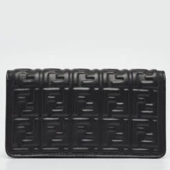 The Luxury Closet FENDI Black Zucca Embossed Leather Baguette Wallet On Chain -Best Jewelry Store luxury women fendi used handbags p991405 001