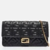 The Luxury Closet FENDI Black Zucca Embossed Leather Baguette Wallet On Chain 2 The Luxury Closet FENDI Black Zucca Embossed Leather Baguette Wallet On Chain -Best Jewelry Store luxury women fendi used handbags p991405 013