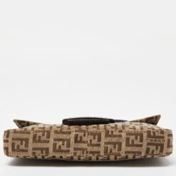 The Luxury Closet FENDI Fatigue Beige/Brown Zucchino Canvas And Leather Baguette Bag -Best Jewelry Store luxury women fendi used handbags p992826 006