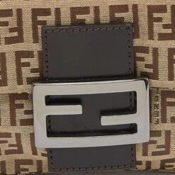 The Luxury Closet FENDI Fatigue Beige/Brown Zucchino Canvas And Leather Baguette Bag -Best Jewelry Store luxury women fendi used handbags p992826 009