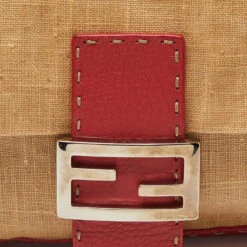 The Luxury Closet FENDI Beige/Red Canvas And Leather Flap Baguette Bag -Best Jewelry Store luxury women fendi used handbags p992927 1718178956 007