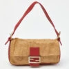 The Luxury Closet FENDI Beige/Red Canvas And Leather Flap Baguette Bag -Best Jewelry Store luxury women fendi used handbags p992927 1718178961 008