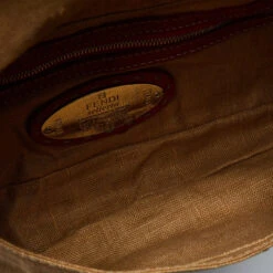 The Luxury Closet FENDI Beige/Red Canvas And Leather Flap Baguette Bag -Best Jewelry Store luxury women fendi used handbags p992927 1718178976 012