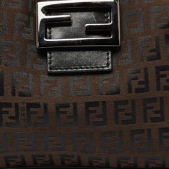 The Luxury Closet FENDI Tobacco Zucchino Fabric And Leather Baguette Flap Bag -Best Jewelry Store luxury women fendi used handbags p992941 1718178945 008