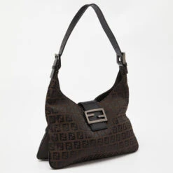 The Luxury Closet FENDI Tobacco Zucchino Fabric And Leather Baguette Flap Bag -Best Jewelry Store luxury women fendi used handbags p992941 1718178954 010