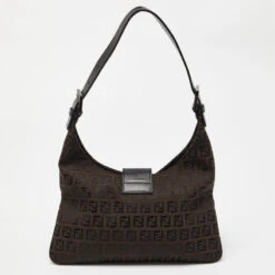 The Luxury Closet FENDI Tobacco Zucchino Fabric And Leather Baguette Flap Bag -Best Jewelry Store luxury women fendi used handbags p992941 1718178959 011