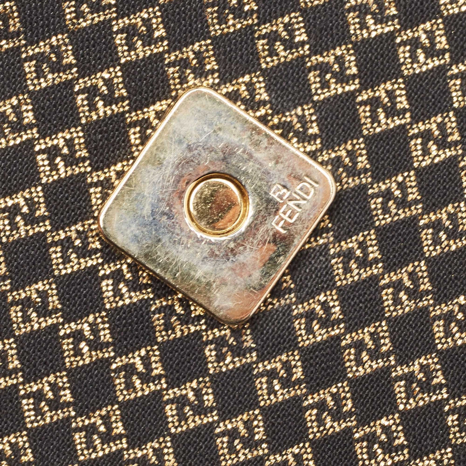 The Luxury Closet FENDI Gold/Black Printed Fabric And Leather Mini Mama Baguette Bag 8 The Luxury Closet FENDI Gold/Black Printed Fabric And Leather Mini Mama Baguette Bag - Image 6