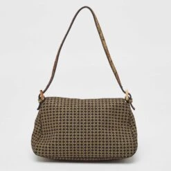 The Luxury Closet FENDI Gold/Black Printed Fabric And Leather Mini Mama Baguette Bag 13 The Luxury Closet FENDI Gold/Black Printed Fabric And Leather Mini Mama Baguette Bag -Best Jewelry Store luxury women fendi used handbags p996041 012