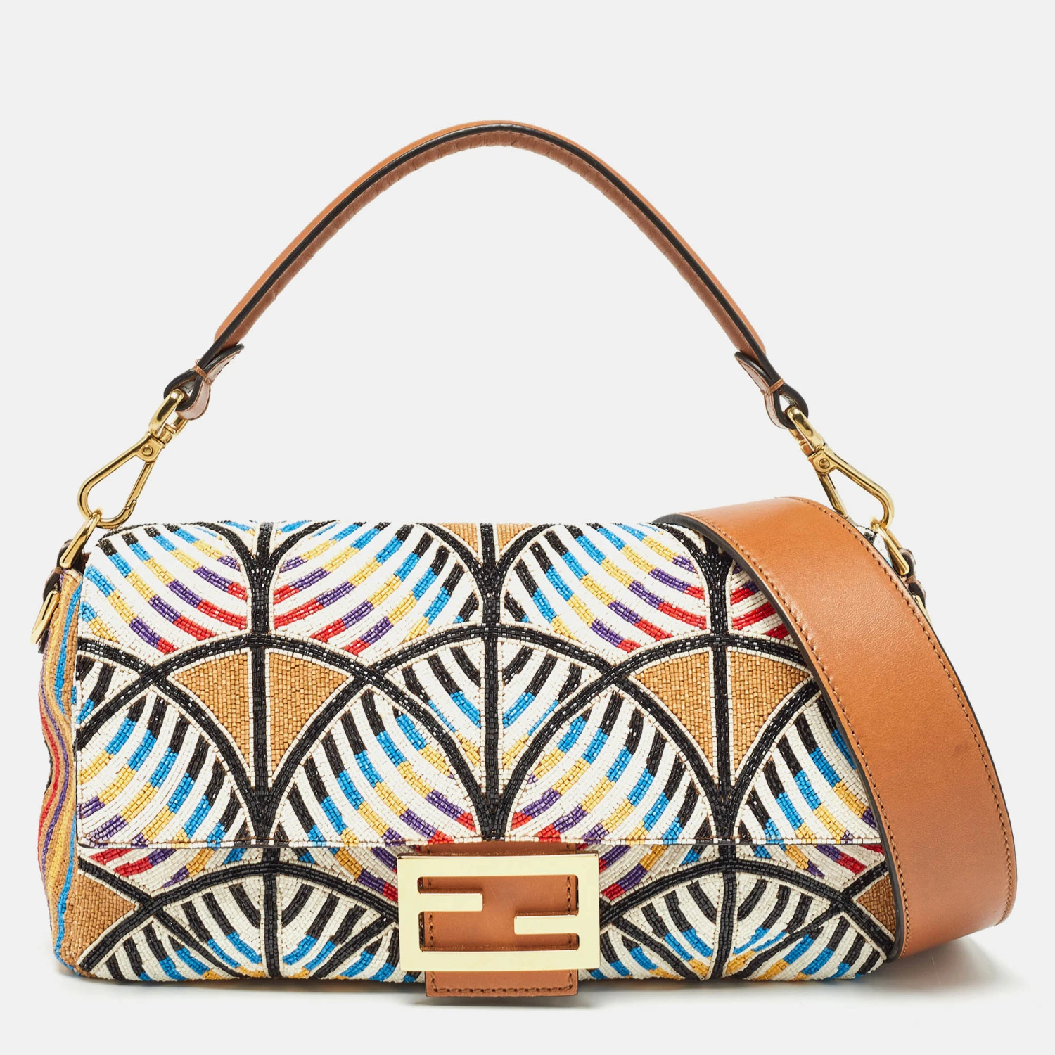 The Luxury Closet FENDI Multicolor Peacock Motif Beaded Baguette Bag 3 The Luxury Closet FENDI Multicolor Peacock Motif Beaded Baguette Bag