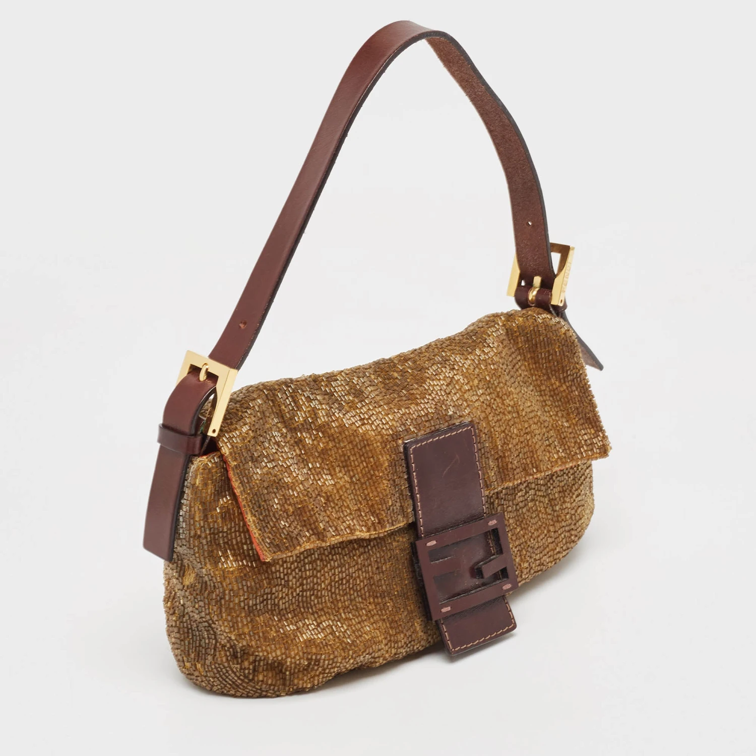 The Luxury Closet FENDI Brown Beaded And Leather Baguette Bag 5 The Luxury Closet FENDI Brown Beaded And Leather Baguette Bag - Image 3