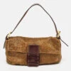 The Luxury Closet FENDI Brown Beaded And Leather Baguette Bag