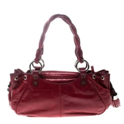 The Luxury Closet Givenchy Red Leather Drawstring Shoulder Bag -Best Jewelry Store luxury women givenchy used handbags p166417 004