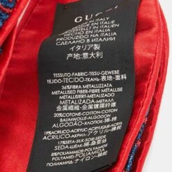 The Luxury Closet GUCCI Blue/Red Metallic Lurex Silk GG Supreme Headband -Best Jewelry Store luxury women gucci used accessories p990523 001