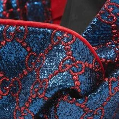 The Luxury Closet GUCCI Blue/Red Metallic Lurex Silk GG Supreme Headband -Best Jewelry Store luxury women gucci used accessories p990523 006