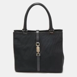 The Luxury Closet GUCCI Black Nylon And Leather Jackie O Tote