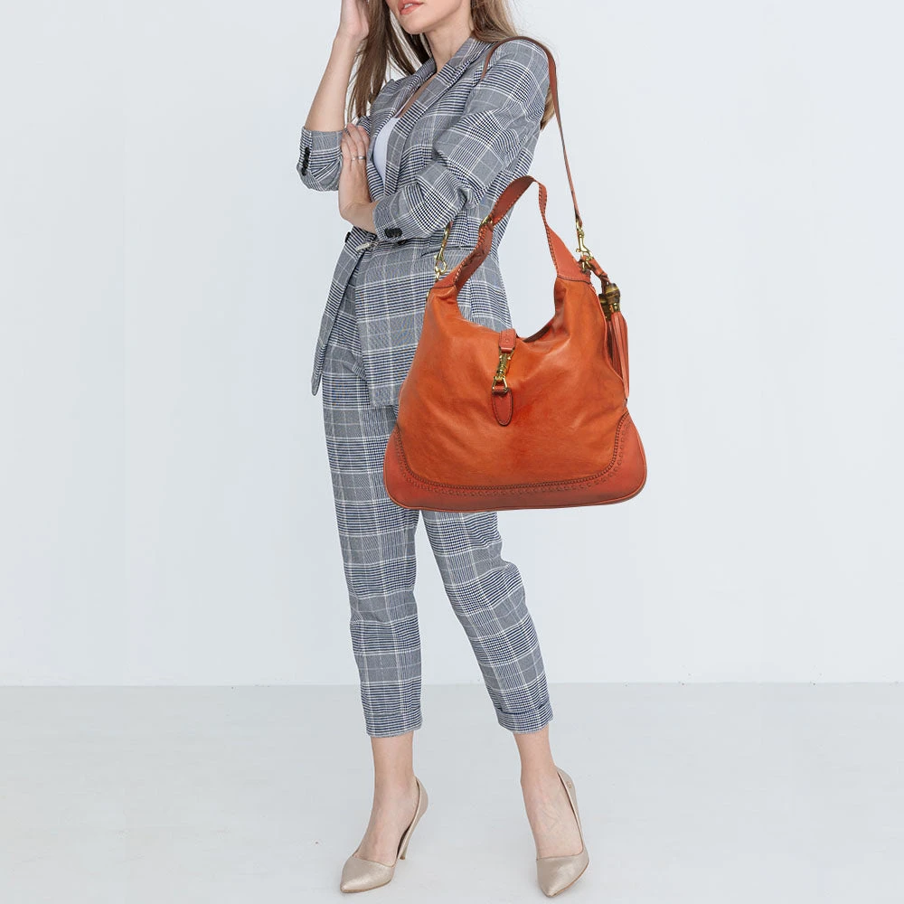 The Luxury Closet GUCCI Coral Red Leather Large New Jackie Hobo 4 The Luxury Closet GUCCI Coral Red Leather Large New Jackie Hobo - Image 2