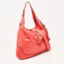 The Luxury Closet GUCCI Coral Red Leather Large New Jackie Hobo 12 The Luxury Closet GUCCI Coral Red Leather Large New Jackie Hobo -Best Jewelry Store luxury women gucci used handbags p921183 016