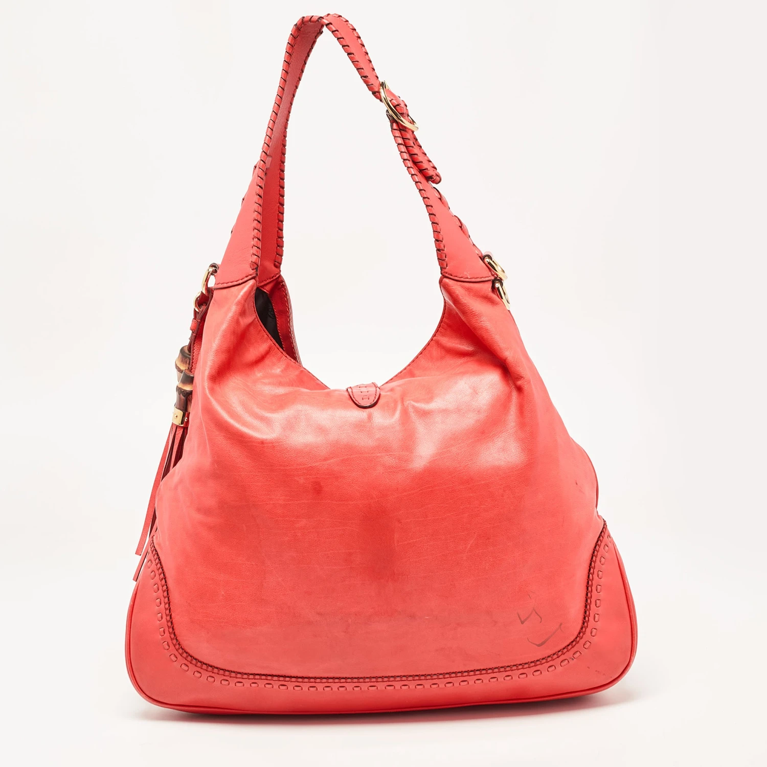 The Luxury Closet GUCCI Coral Red Leather Large New Jackie Hobo 6 The Luxury Closet GUCCI Coral Red Leather Large New Jackie Hobo - Image 4