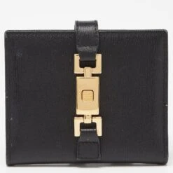 The Luxury Closet GUCCI Black Leather Jackie Compact Wallet