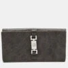 The Luxury Closet GUCCI Dark Brown GG Canvas And Leather Jackie Continental Wallet -Best Jewelry Store luxury women gucci used handbags p963968 002