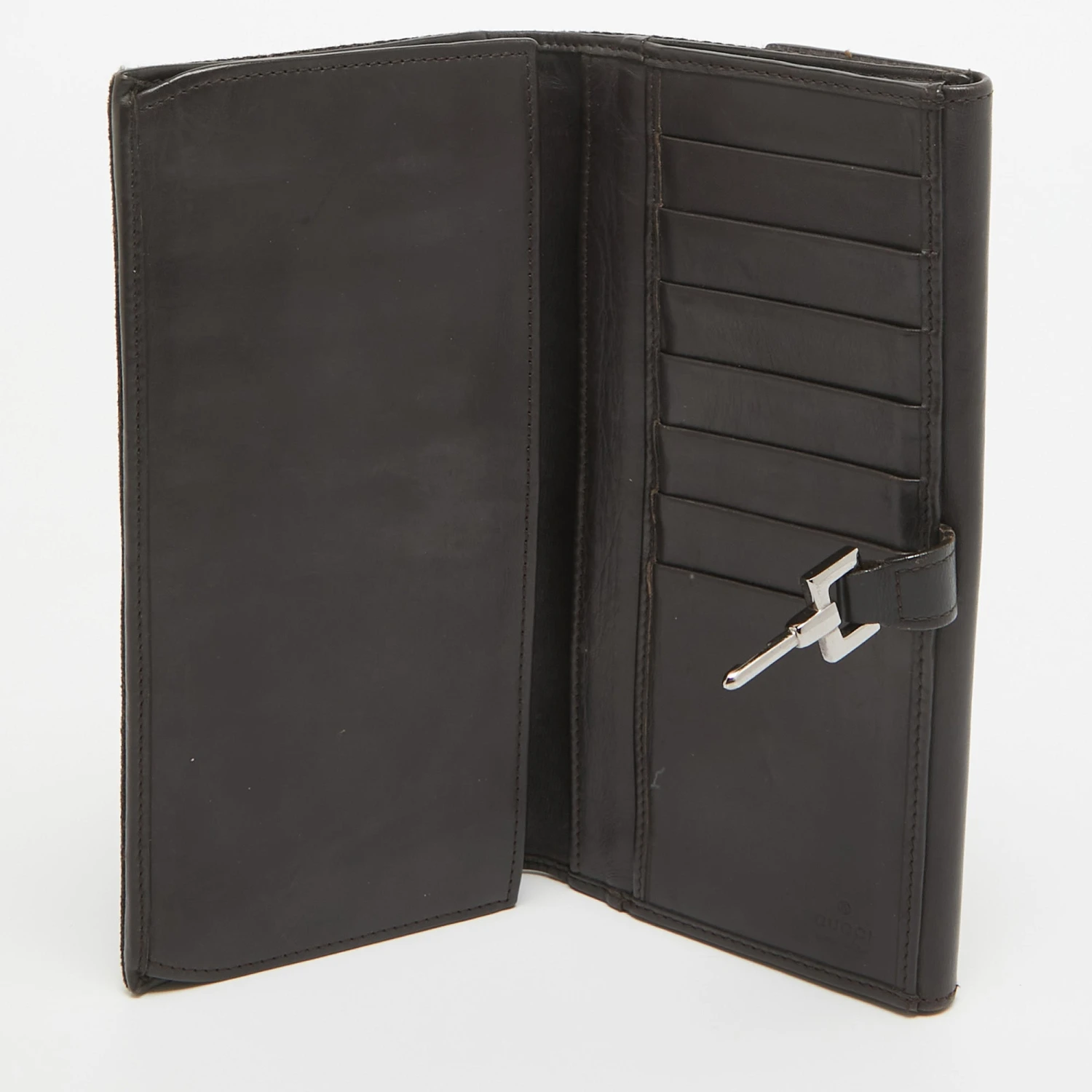 The Luxury Closet GUCCI Dark Brown GG Canvas And Leather Jackie Continental Wallet 4 The Luxury Closet GUCCI Dark Brown GG Canvas And Leather Jackie Continental Wallet - Image 2