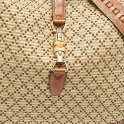 The Luxury Closet GUCCI Brown/Light Beige Diamante Raffia And Leather Large New Jackie Hobo -Best Jewelry Store luxury women gucci used handbags p976532 004