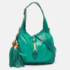 The Luxury Closet GUCCI Green Leather Medium New Jackie Hobo