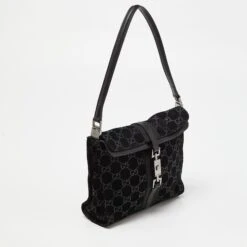 The Luxury Closet GUCCI Black Suede And Leather Jackie O Bag -Best Jewelry Store luxury women gucci used handbags p987600 003