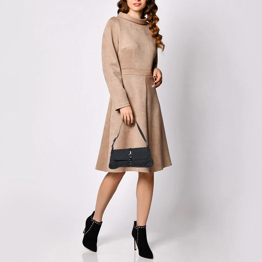 The Luxury Closet GUCCI Black GG Canvas And Leather Jackie O Hobo 4 The Luxury Closet GUCCI Black GG Canvas And Leather Jackie O Hobo - Image 2