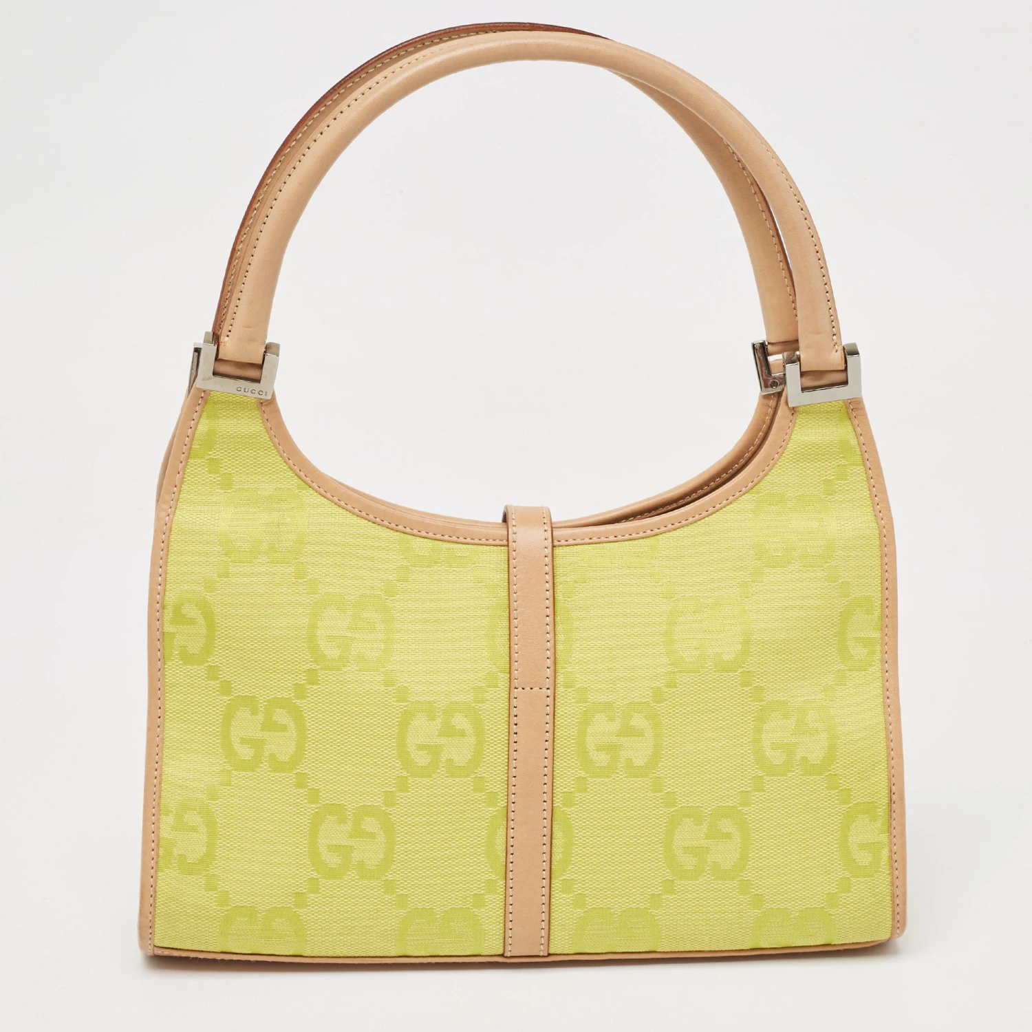 The Luxury Closet GUCCI Natural/Neon Yellow/ Jumbo GG Canvas Jackie Tote W/ Wallet 6 The Luxury Closet GUCCI Natural/Neon Yellow/ Jumbo GG Canvas Jackie Tote W/ Wallet - Image 4