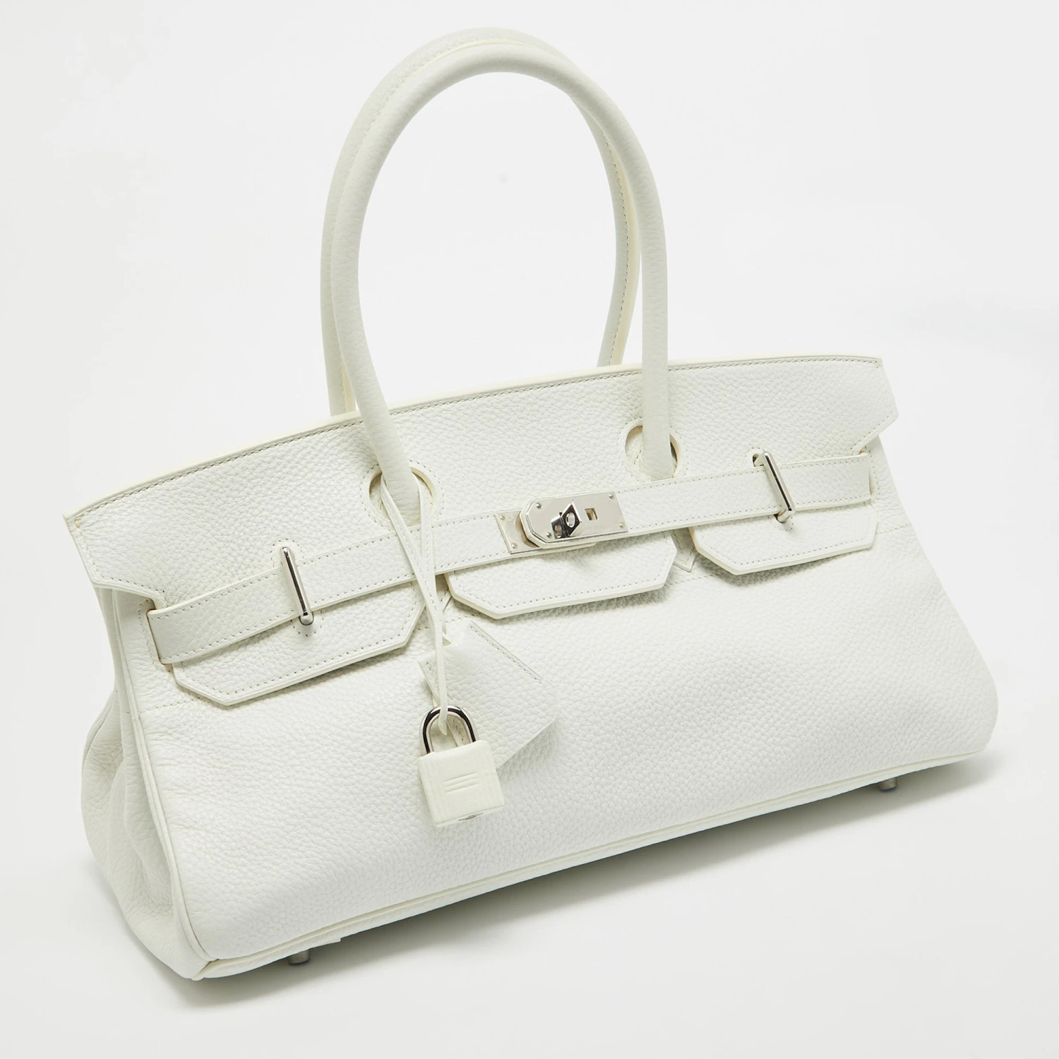 The Luxury Closet Hermes Blanc Taurillion Clemence Leather Palladium Finished Shoulder Birkin JPG 42 Bag 5 The Luxury Closet Hermes Blanc Taurillion Clemence Leather Palladium Finished Shoulder Birkin JPG 42 Bag - Image 3