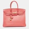 The Luxury Closet Hermes Rose Jaipur Epsom Leather Gold Finish Birkin 35 Bag