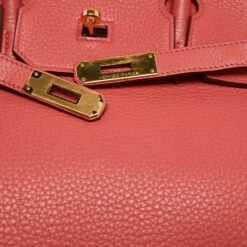 The Luxury Closet Hermes Bougainvillier Taurillon Clemence Leather Gold Finish Birkin 35 Bag -Best Jewelry Store luxury women hermes used handbags p717577 006