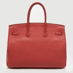 The Luxury Closet Hermes Bougainvillier Taurillon Clemence Leather Gold Finish Birkin 35 Bag -Best Jewelry Store luxury women hermes used handbags p717577 018