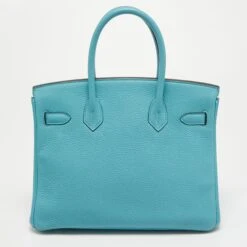The Luxury Closet Hermes Blue Saint Cyr Taurillon Clemence Leather Palladium Finish Birkin 30 Bag 13 The Luxury Closet Hermes Blue Saint Cyr Taurillon Clemence Leather Palladium Finish Birkin 30 Bag -Best Jewelry Store luxury women hermes used handbags p735416 003