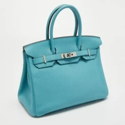 The Luxury Closet Hermes Blue Saint Cyr Taurillon Clemence Leather Palladium Finish Birkin 30 Bag 12 The Luxury Closet Hermes Blue Saint Cyr Taurillon Clemence Leather Palladium Finish Birkin 30 Bag -Best Jewelry Store luxury women hermes used handbags p735416 004