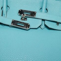The Luxury Closet Hermes Blue Saint Cyr Taurillon Clemence Leather Palladium Finish Birkin 30 Bag 15 The Luxury Closet Hermes Blue Saint Cyr Taurillon Clemence Leather Palladium Finish Birkin 30 Bag -Best Jewelry Store luxury women hermes used handbags p735416 005